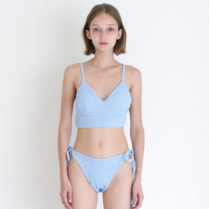 MOIFAIRE（モイフェア）の「 STRING SHIRRING BIKINI SET / SKY BLUE（Swimwear）」