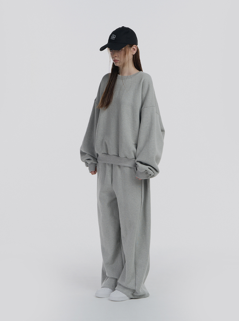 [mnem] pintuck logo jogger pants (gray)