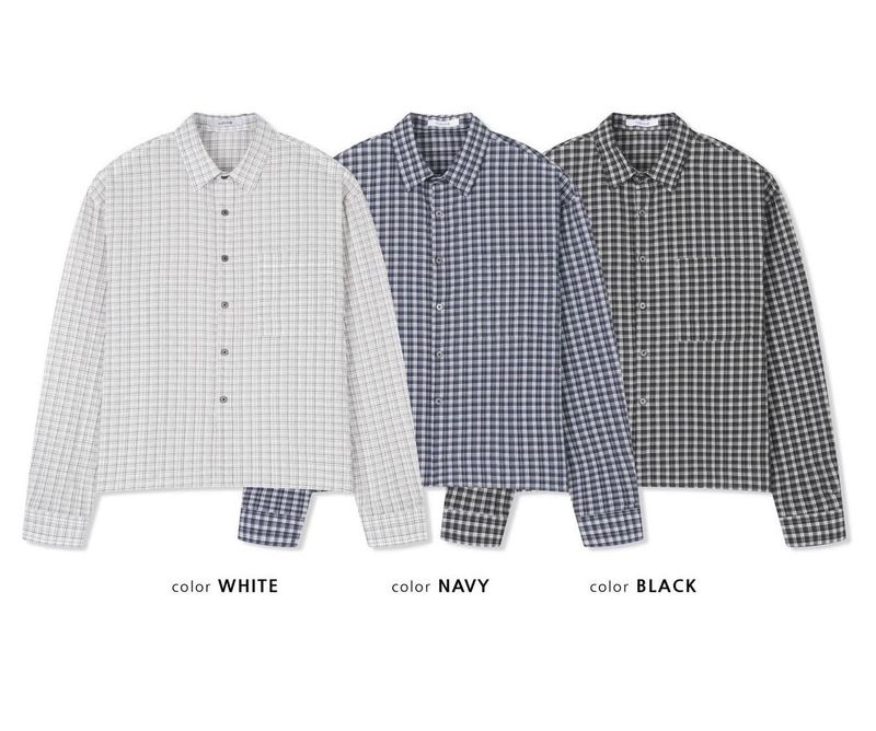 Retro Gradient Check Cropped Shirt
