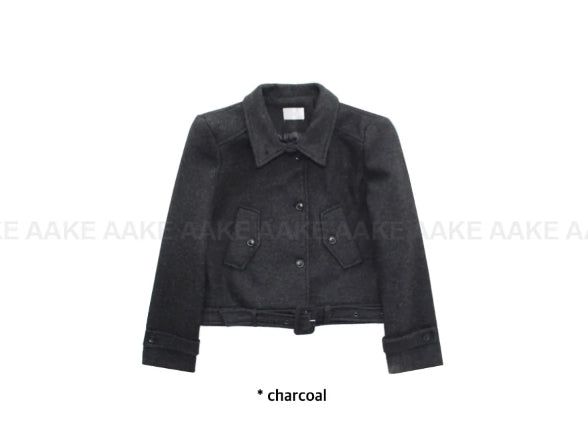 BELTED HIGH-NECK SHORT COAT