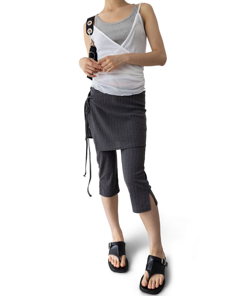 Ribbed Capri Wrap Pants
