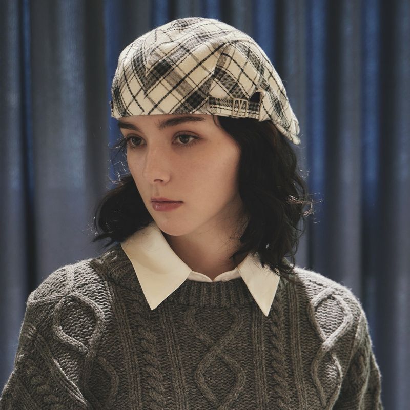 VA Square Belt Check Hunting Cap / Whitecheck