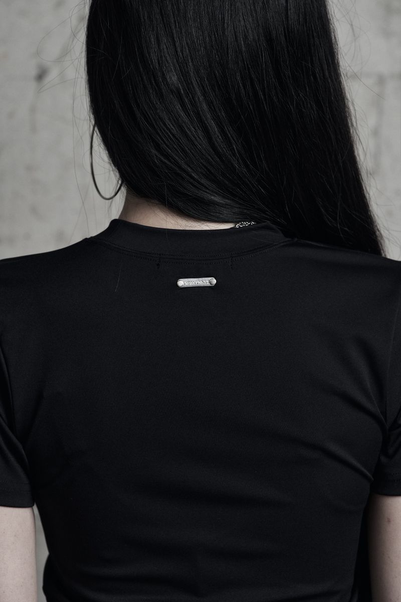[label] sculptural Jersey zipper top BLACK