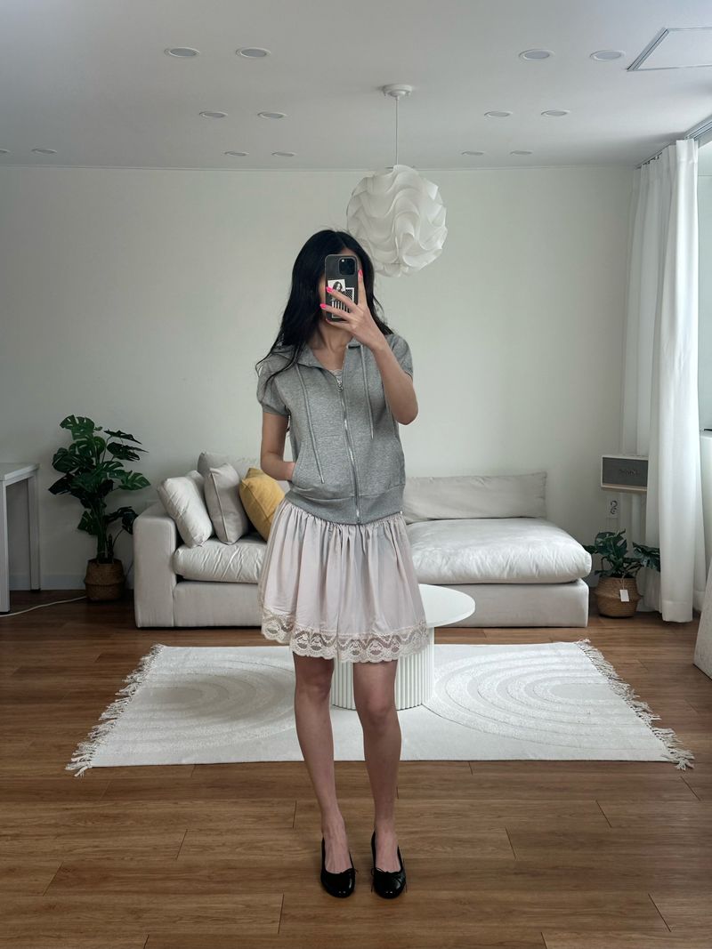 lace satin mini skirt