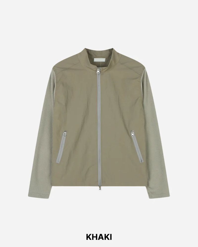 Mix Nylon Ribbed Zip-up
