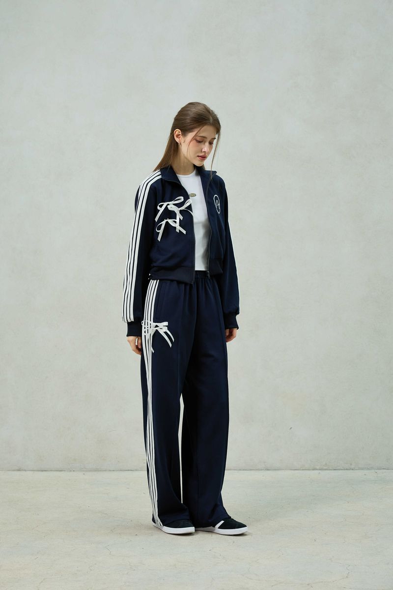 RIBBON JERSEY TRACK TOP / NAVY