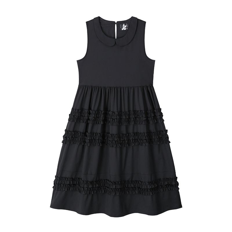 Doll Collar Frill Dress - Black