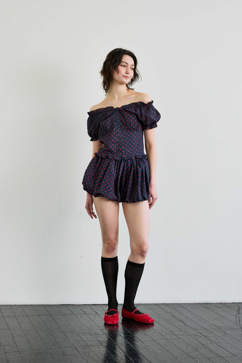MINI HEART TWO WAY BLOUSE / NAVY