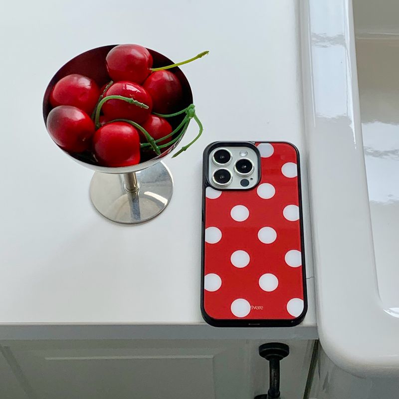 [MADE] Dot glass bumper case(redwhite)