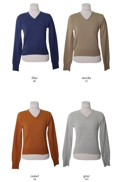 Standard Crop V-neck Knit (12color)