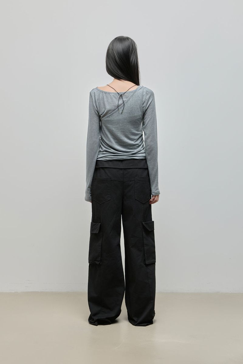 Shirring Layered Tee_Black