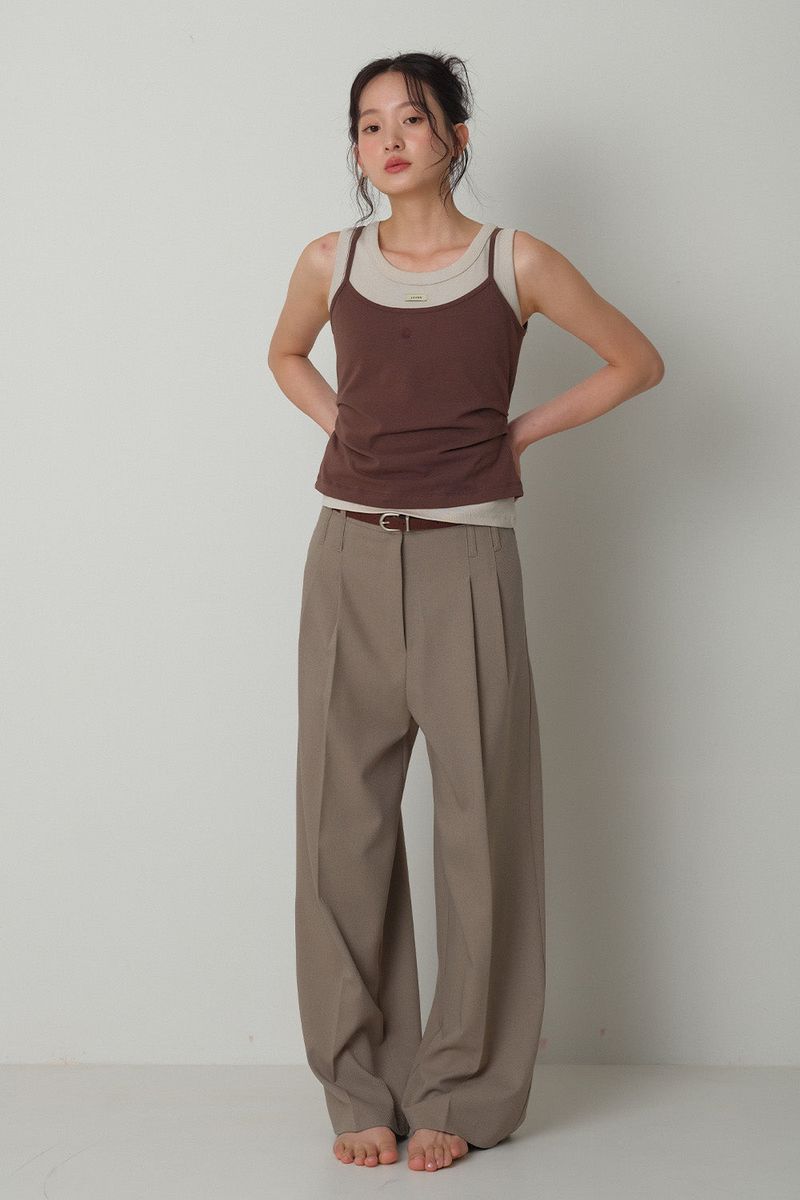 Twill Fintuck Slacks_Beige