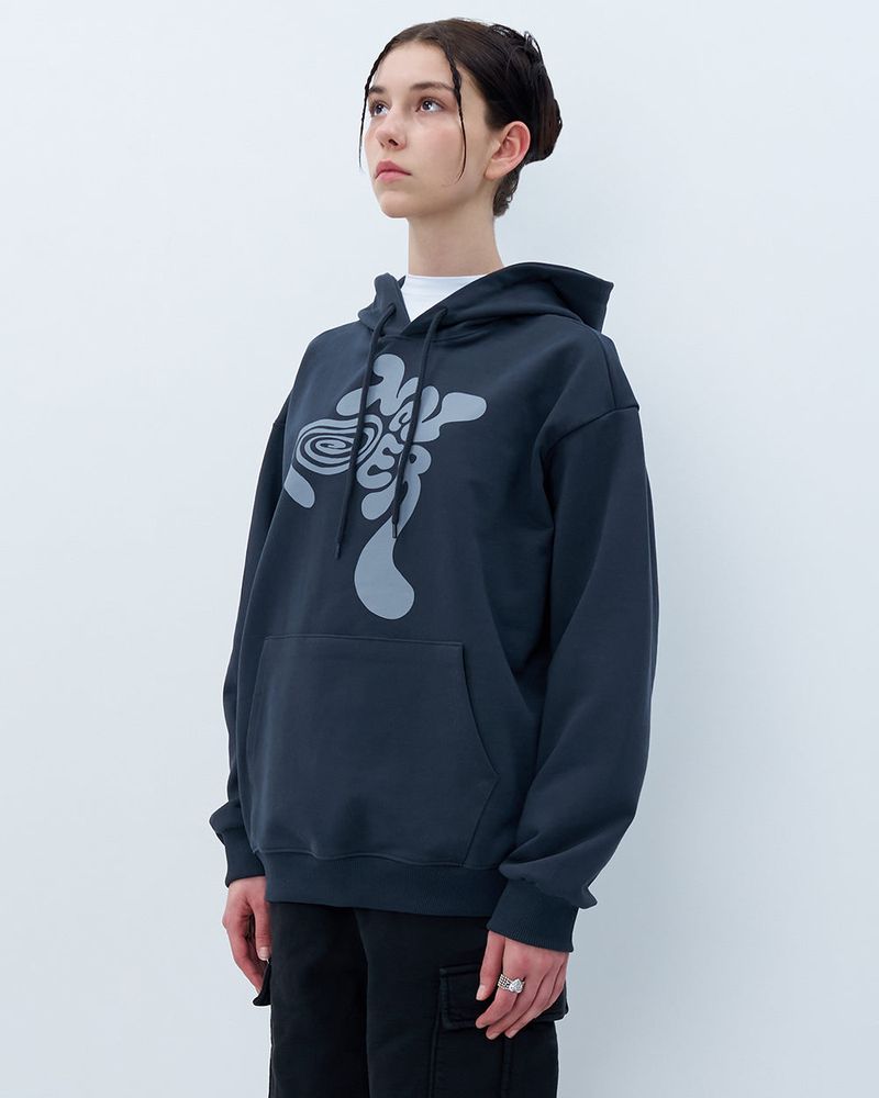 TWISTED LOGO HOODIE-CHARCOAL