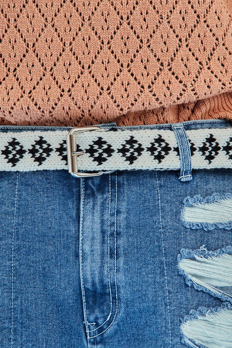 ARGYLE KNIT BELT / IVORY