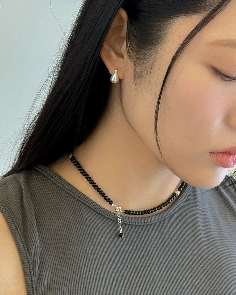 Noir heart choker necklace (silver)
