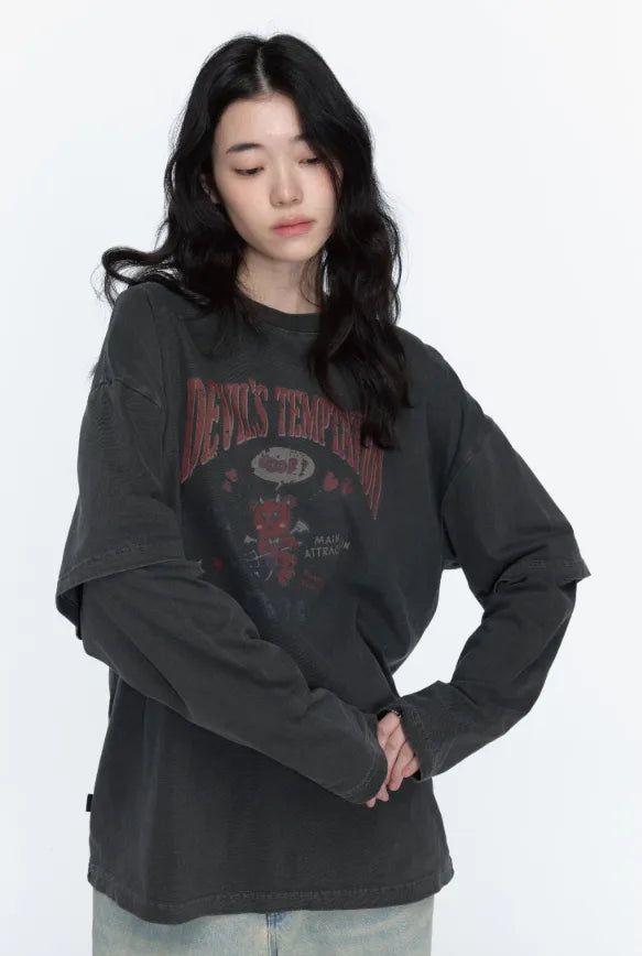 26FW★ Devil Bear Layered Pigment Long Sleeve