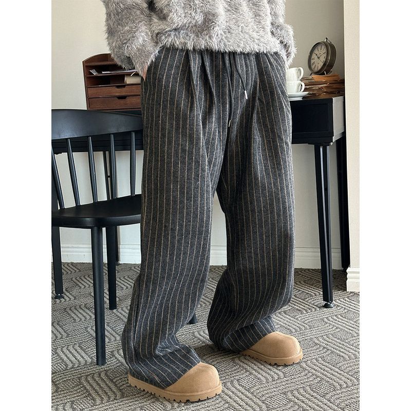 [F/W] Wool stripe banding pants