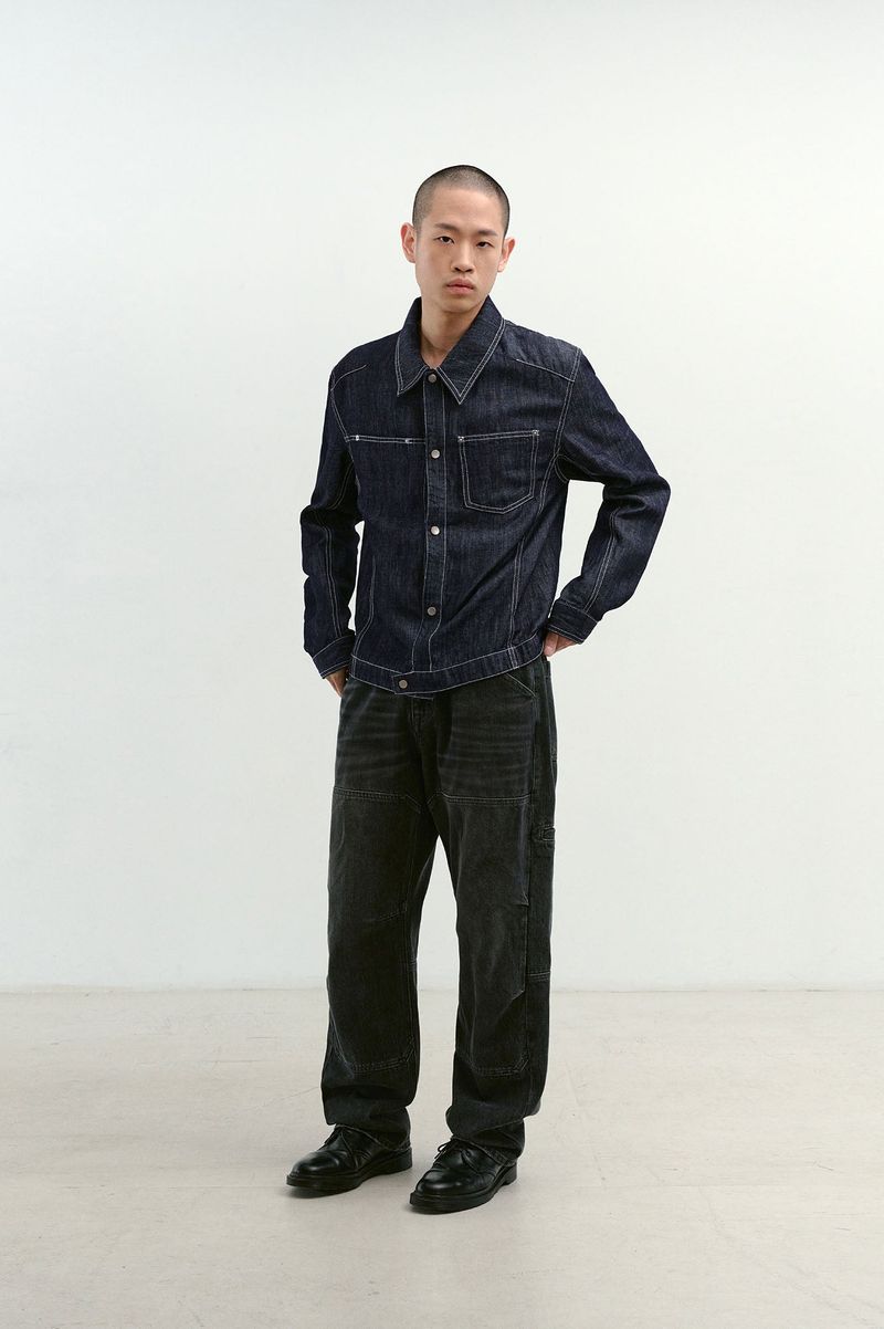 Incision Double Knee Carpenter Pants (Washed Black)