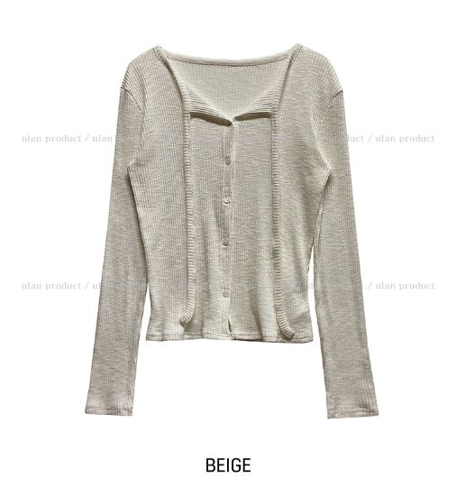 Mood Strap Ribbed Cardigan