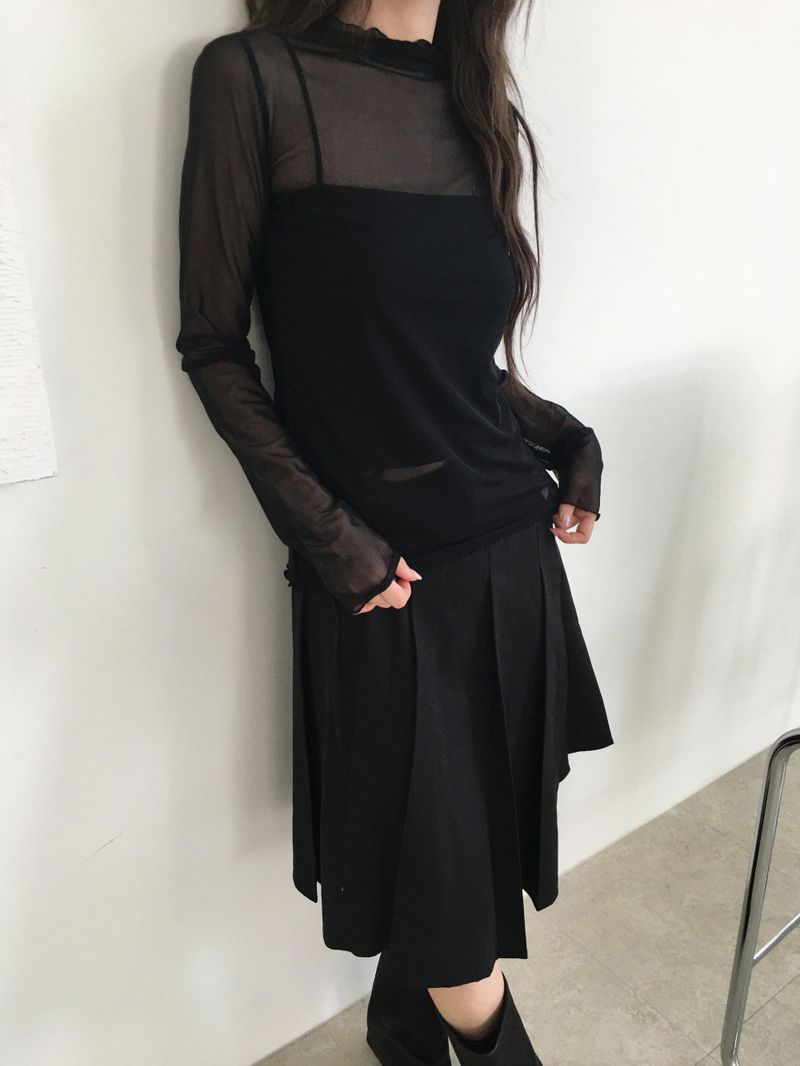 Unbal pleated wrap skirt