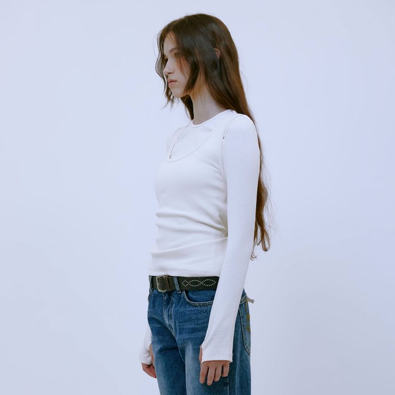 Double Layered Strap Top (IVORY)