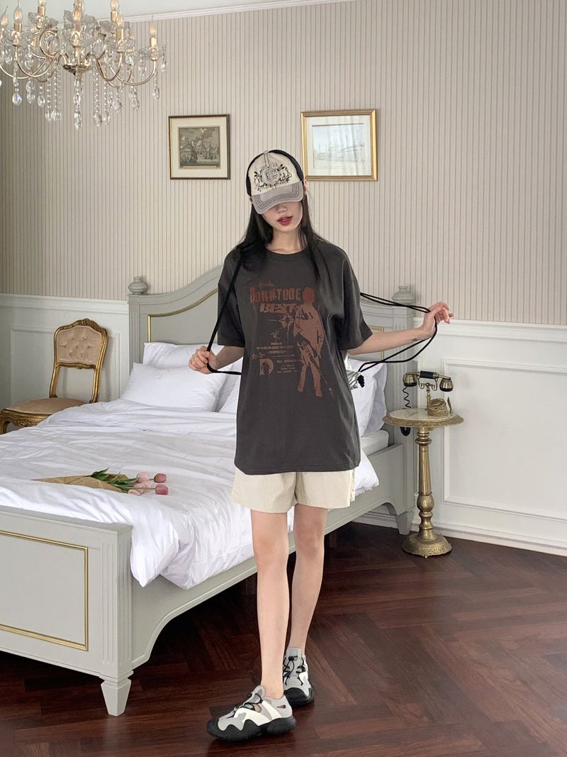 Bontu Summer Printed Overfit Short Sleeve T-Shirt