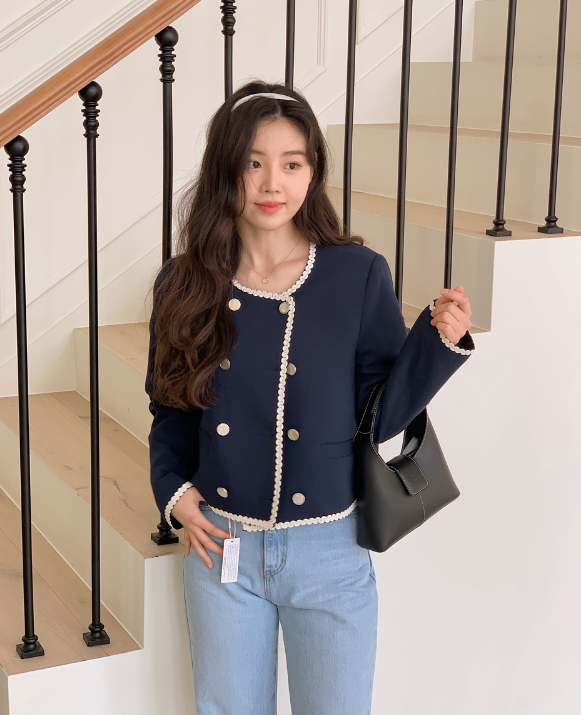 [SHOPPERMADE] Wave Line Double Button Jacket (3color)