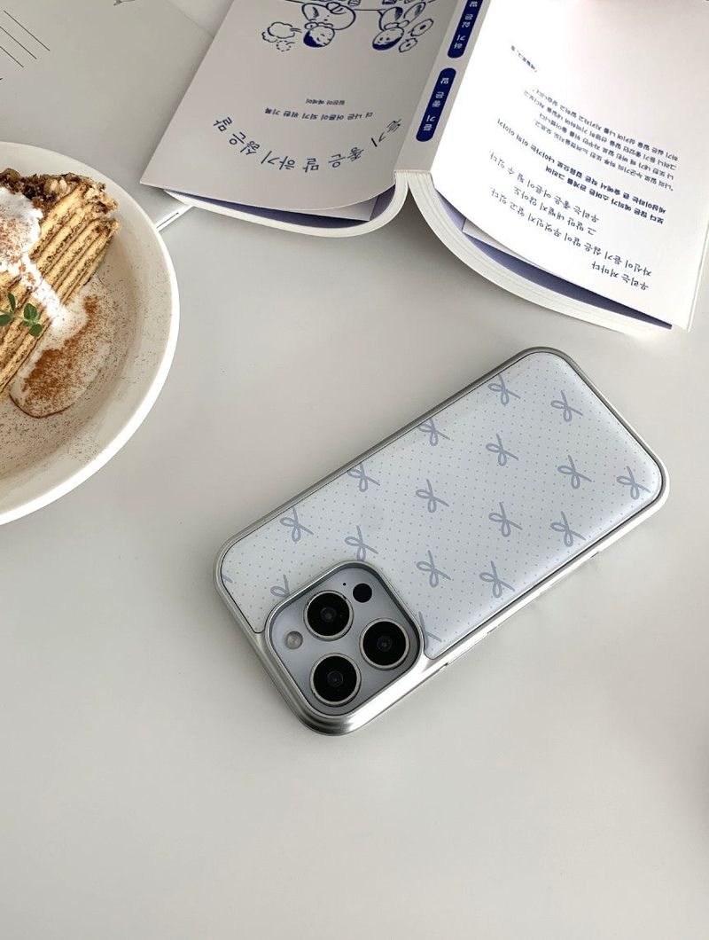 [MADE]クラウドリボン シルバーエポキシ バンパーiPhoneケース