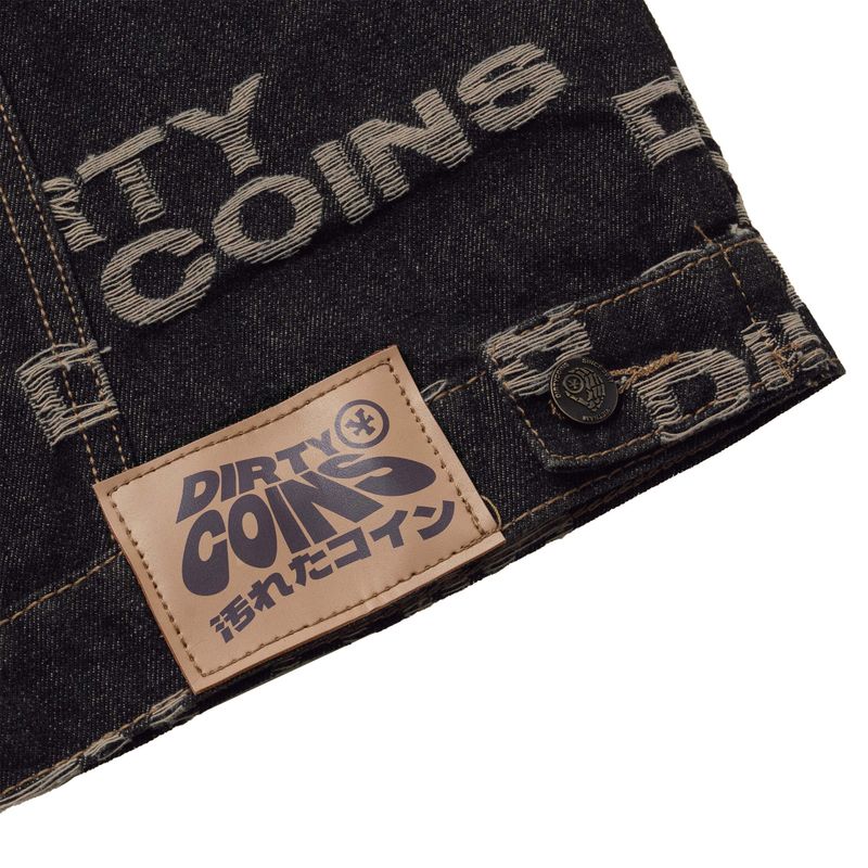 Frayed Logo Denim Jacket - Black