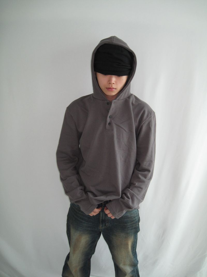 Hand Warmer Henley Neck Hoodie (4c)