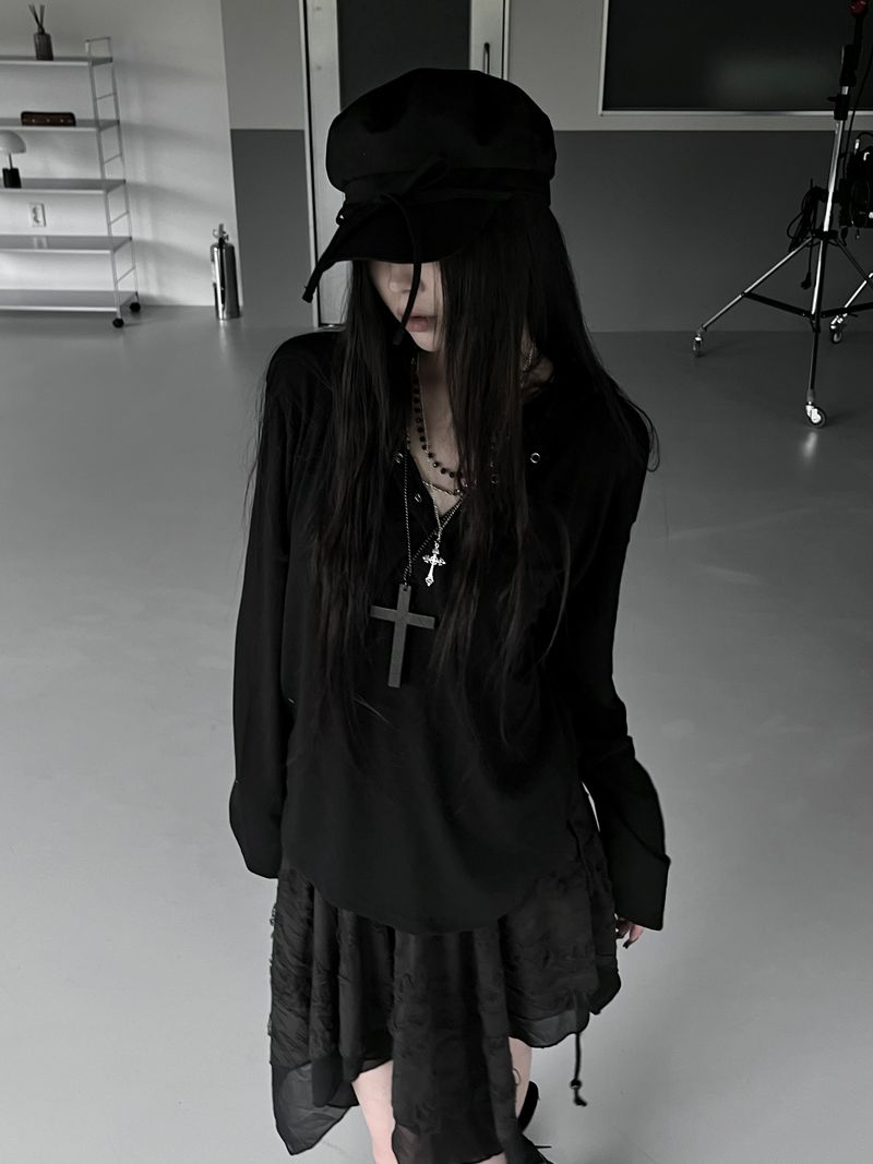 dotto loose-fit snap hoodie T (3color)