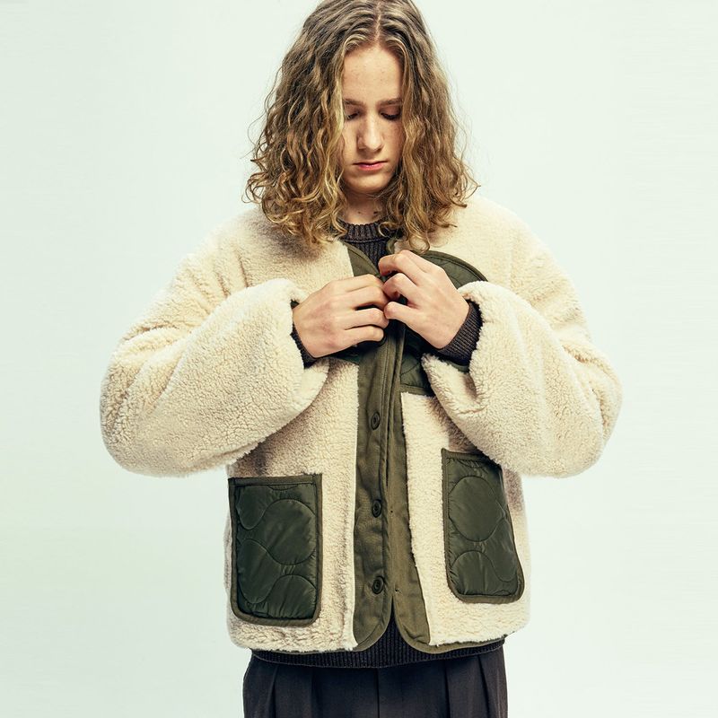 reversible quilted & fleece liner jacket olive khaki