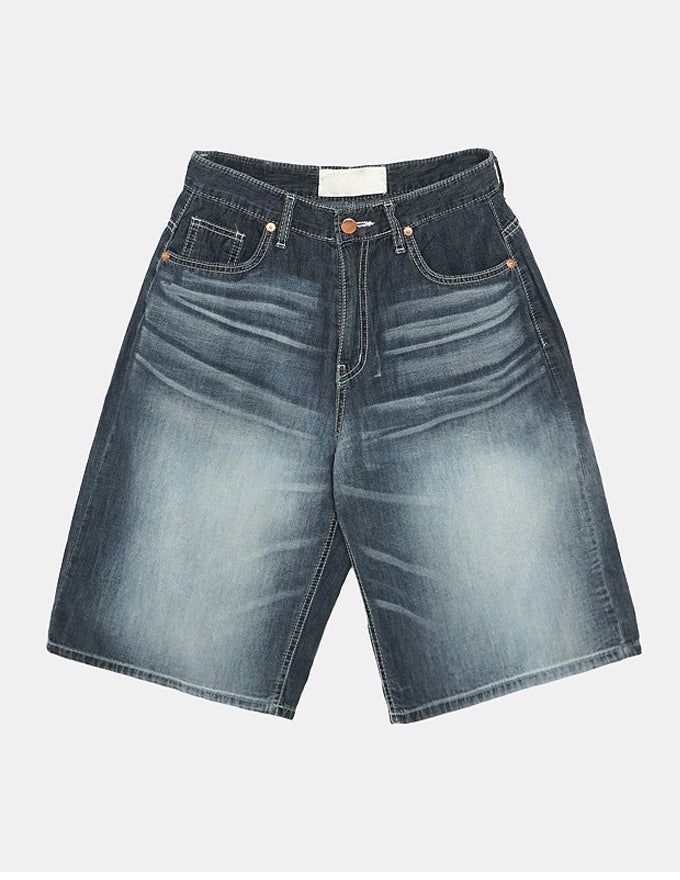 Grayish Washing Skater Half Pants