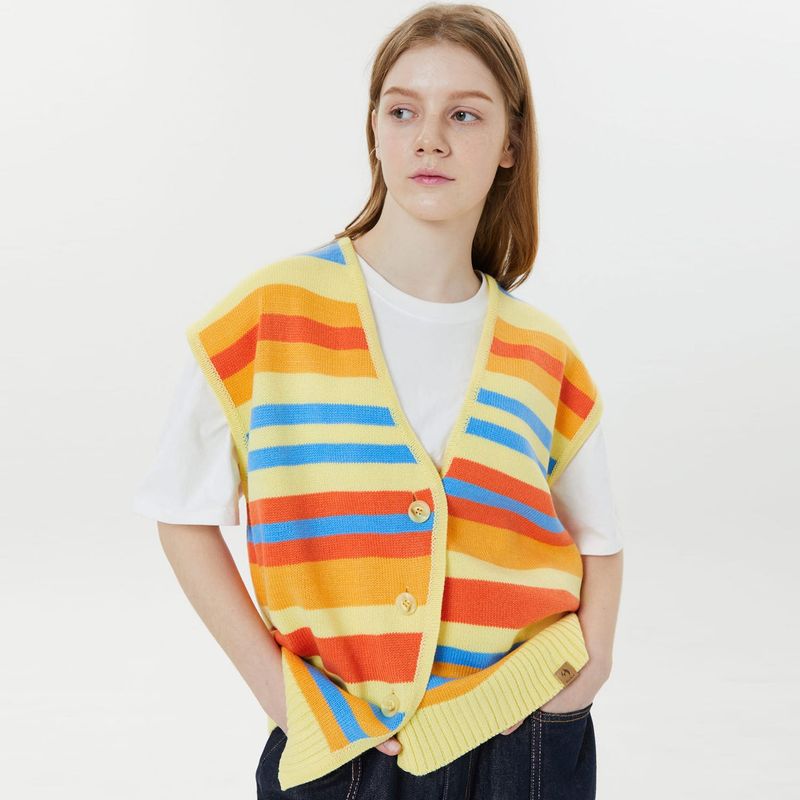 Unbalance stripe vest