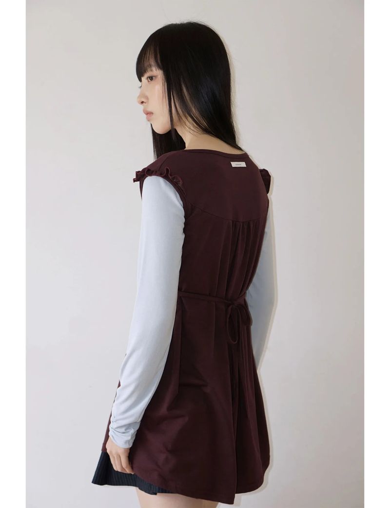RUFFLE TIE TOP(BURGUNDY)