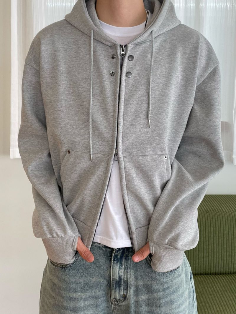 ESOO(イス)の「double-button hooded zip-up hoodie (2colors)(Jackets/Outerwear)」