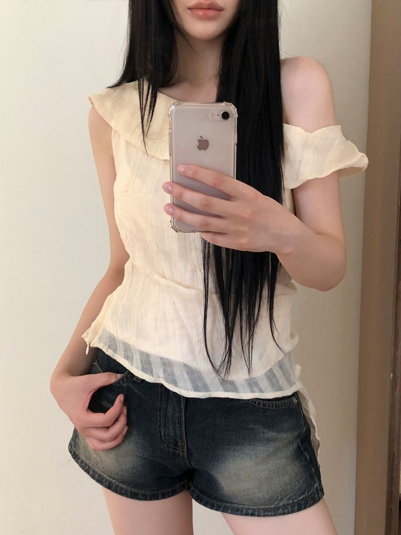 WONDER WONDER(ワンダーワンダー)の「Renol Check Off-Shoulder Blouse(Tops)」