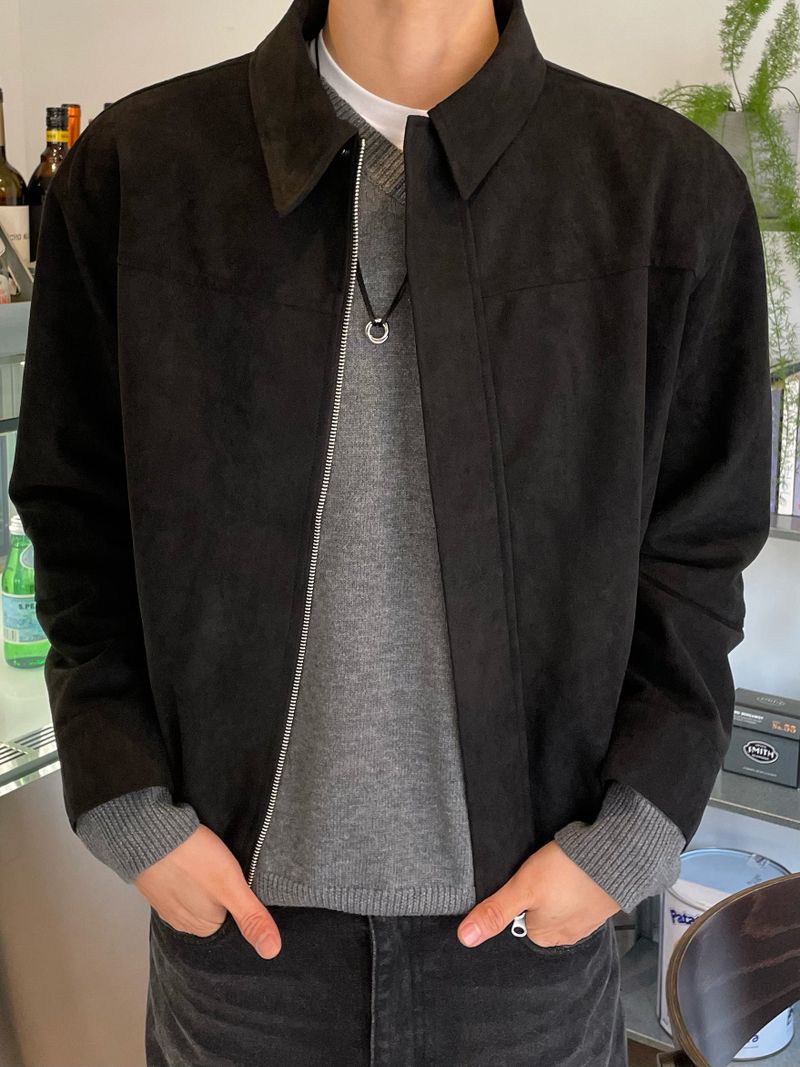 low cropped suede jacket (3colors)