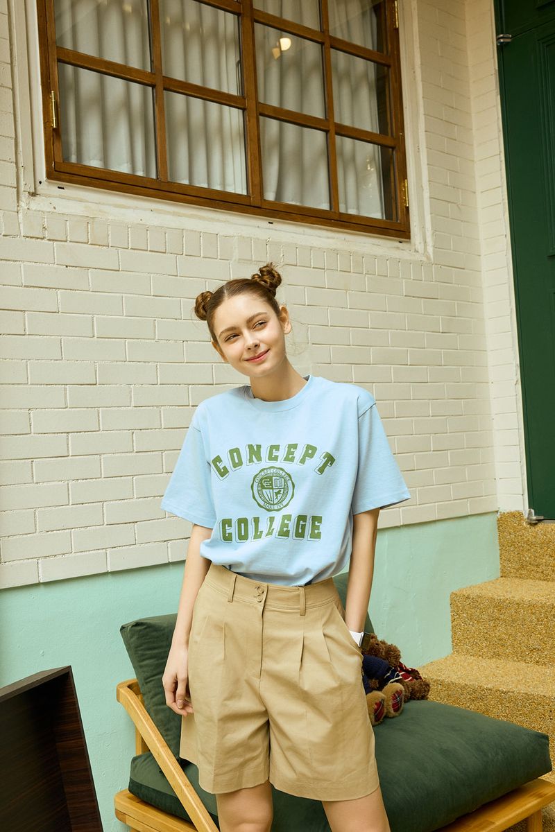 Green Classic Big Logo Crew Neck Sky Blue Short Sleeve T-shirt [Unisex]