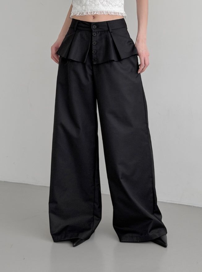 Ella Button Flare Skirt Pants