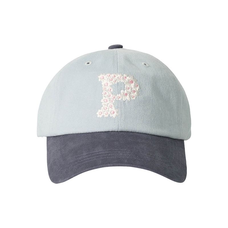 Floral P Logo Ball Cap (Soft Navy & Sky blue)