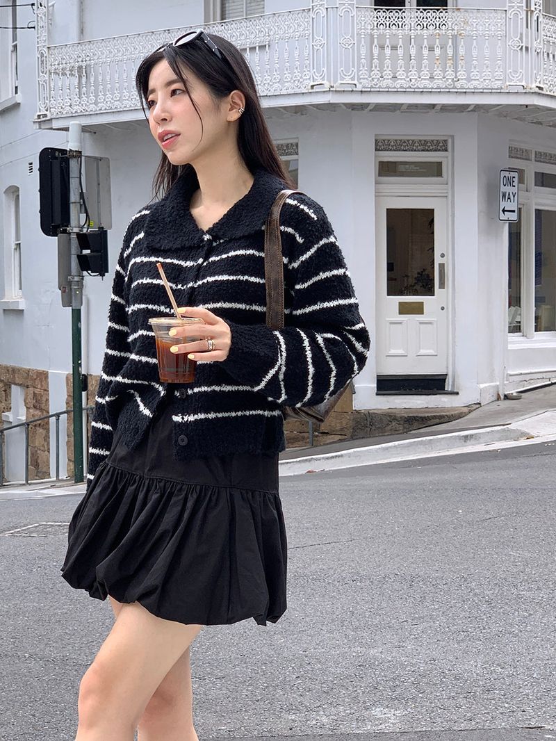 Clang wool striped cardigan