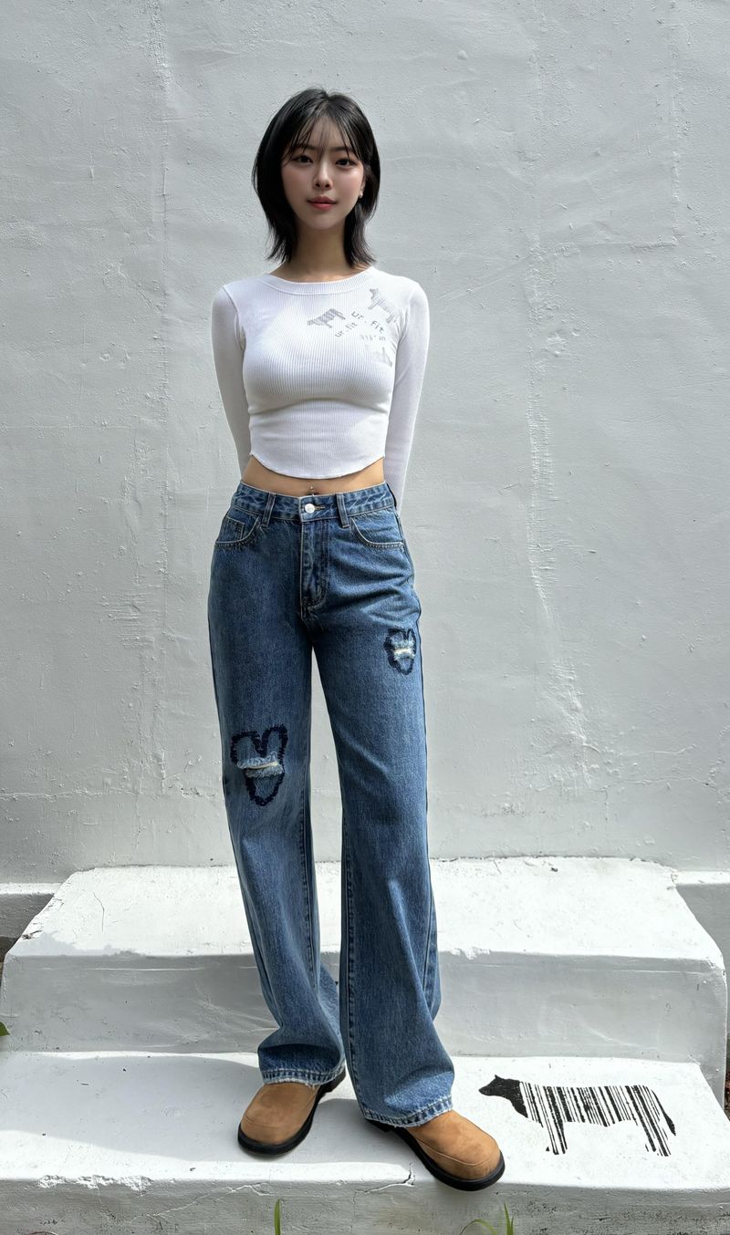VINTAGE EMBROIDERED DENIM PANTS code 17911
