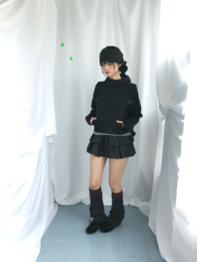 double frill pleated skirt
