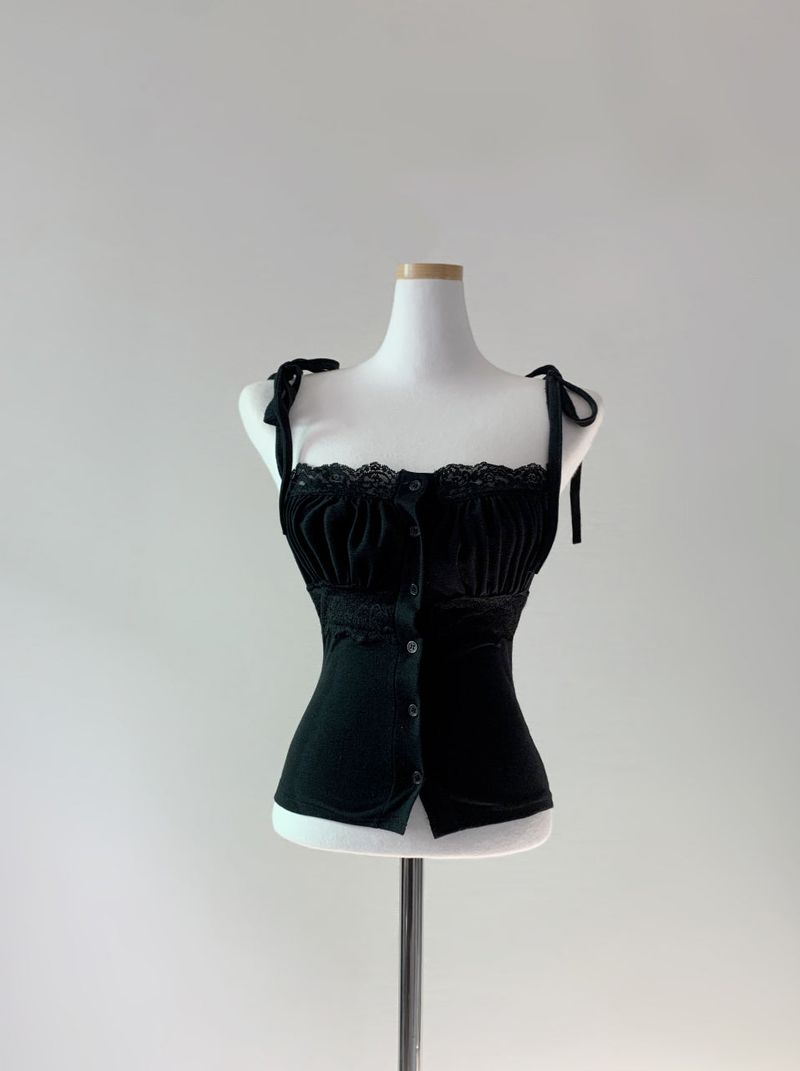 Arzen strap lace top (black)