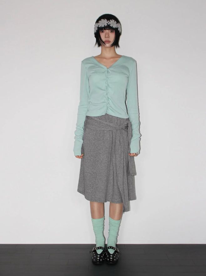 KNOT TIE MIDI SKIRT