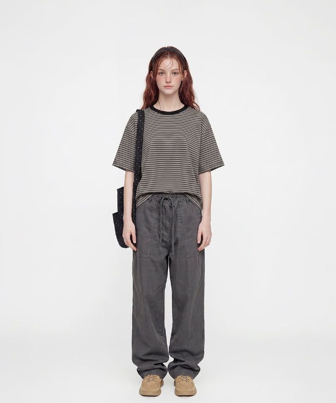 26SS★ Georgette Cool Stripe Short Sleeve T-shirt