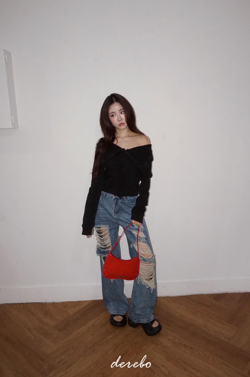 Vintage open wide denim pants