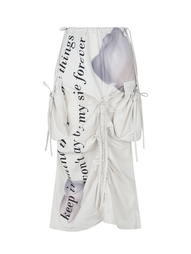 Wisdom Teeth Low Rise Ruched Skirt BEIGE