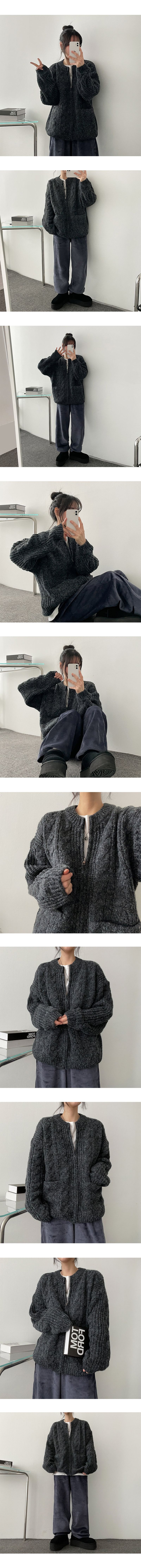Guipu Thick Twisted Knitwear Zip-up
